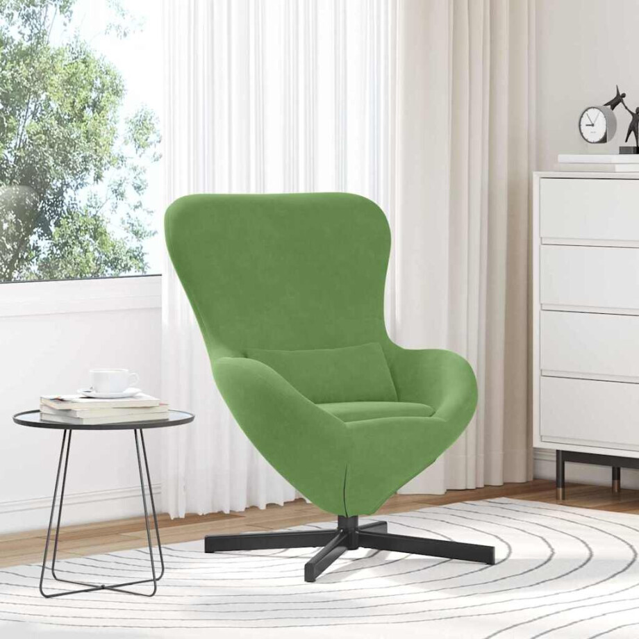 vidaXL Eivormige stoel Lichtgroen 63 x 73 x 90 cm Fluweel vidaXL Eivormige stoel Lichtgroen 63 x 73 x 90 cm Fluweel afbeelding 1