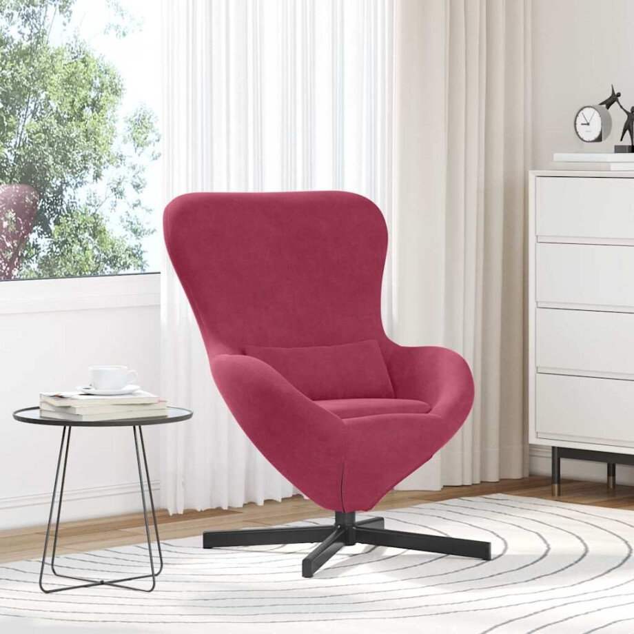 vidaXL Eivormige stoel Wijnrood 63 x 73 x 90 cm Fluweel vidaXL Eivormige stoel Wijnrood 63 x 73 x 90 cm Fluweel afbeelding 1