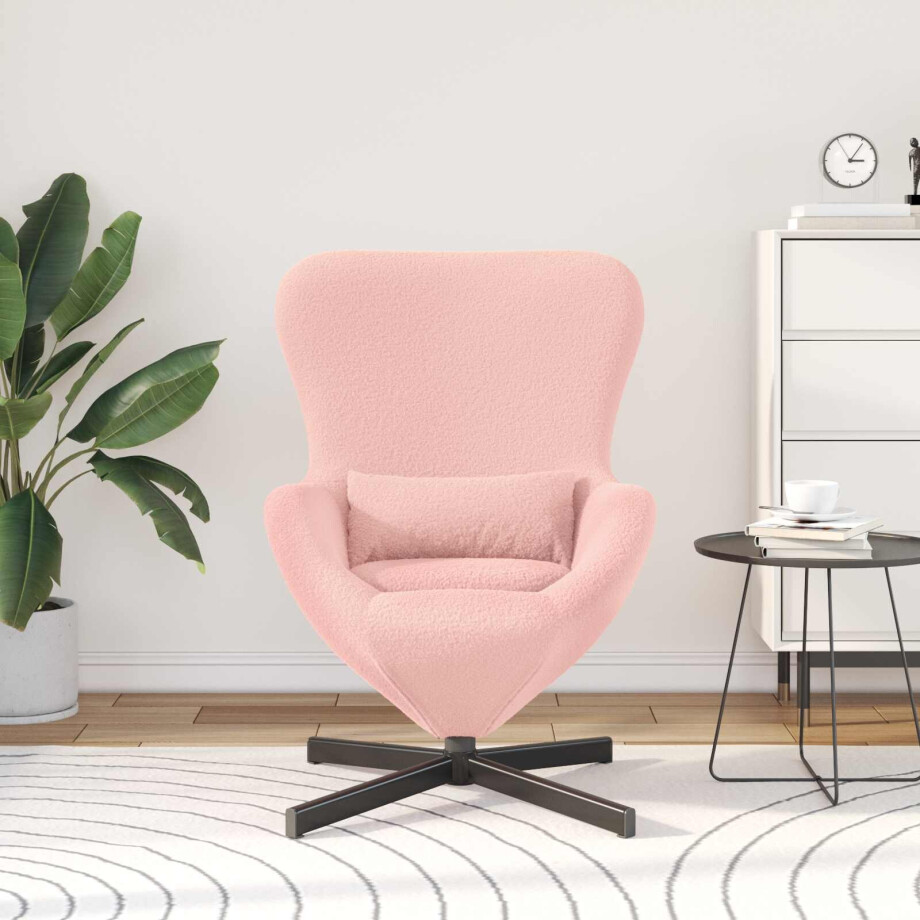 vidaXL Eivormige stoel Roze 63 x 73 x 90 cm Stof vidaXL Eivormige stoel Roze 63 x 73 x 90 cm Stof afbeelding 1