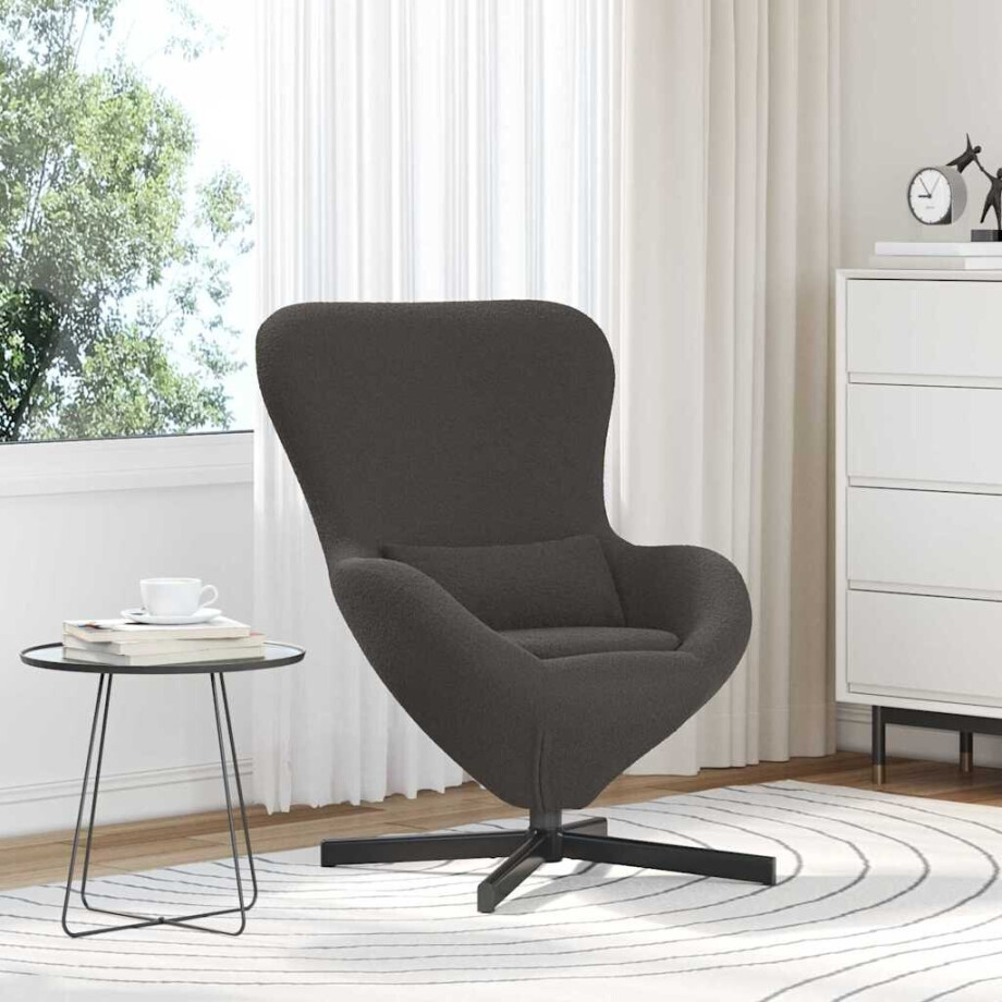 vidaXL Eivormige stoel Donkergrijs 63 x 73 x 90 cm Stof vidaXL Eivormige stoel Donkergrijs 63 x 73 x 90 cm Stof afbeelding 1