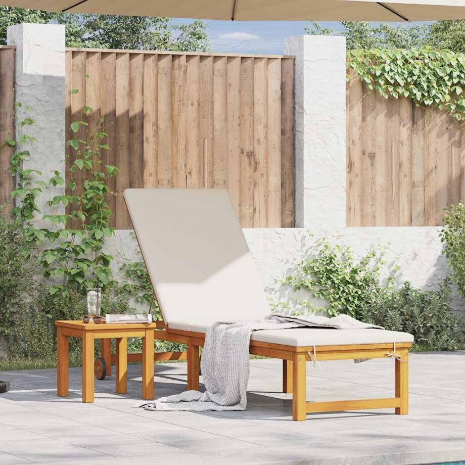 vidaXL Ligstoel Bruin 202 x 53 x 89 cm Massief Acaciahout afbeelding 1