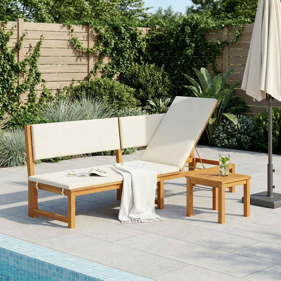 vidaXL Ligstoel Olie naturel 200 x 57 x 75cm Massief acaciahout vidaXL Ligstoel Olie naturel 200 x 57 x 75cm Massief acaciahout afbeelding 1