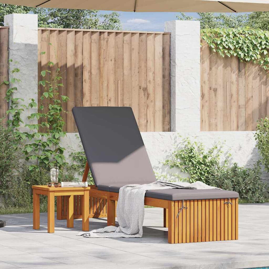 vidaXL Ligstoel Olie naturel 200 x 55 x 94 cm Massief acaciahout afbeelding 1