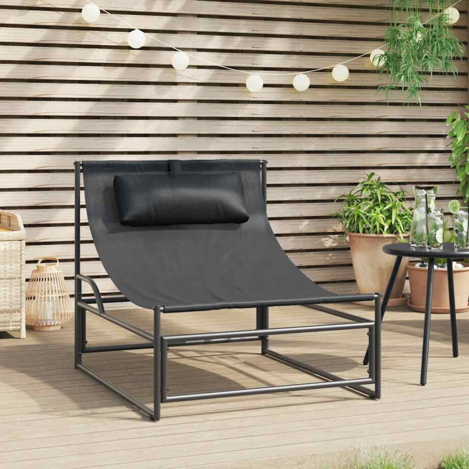 vidaXL Tuinligstoel Antraciet 87x74x73 cm Staal en Textileen afbeelding 1