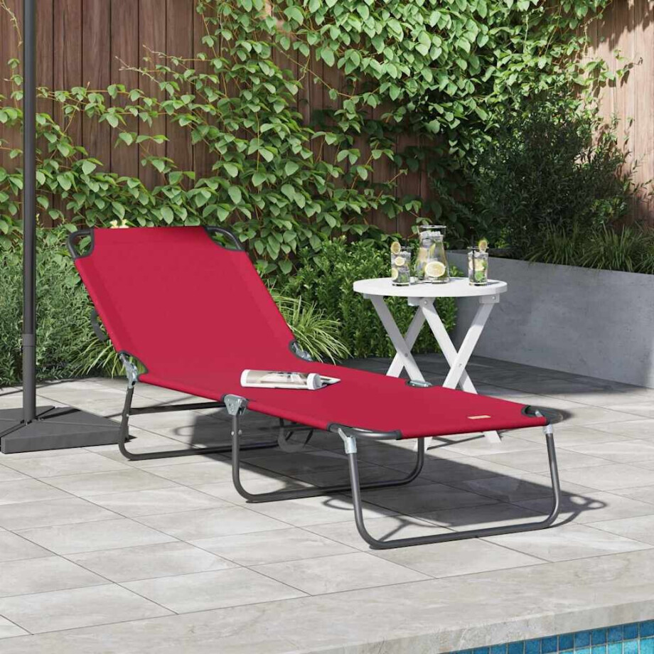 vidaXL Opvouwbare zonnebed Rood 188 x 57 x 86,5 cm Polyester vidaXL Opvouwbare zonnebed Rood 188 x 57 x 86,5 cm Polyester afbeelding 1