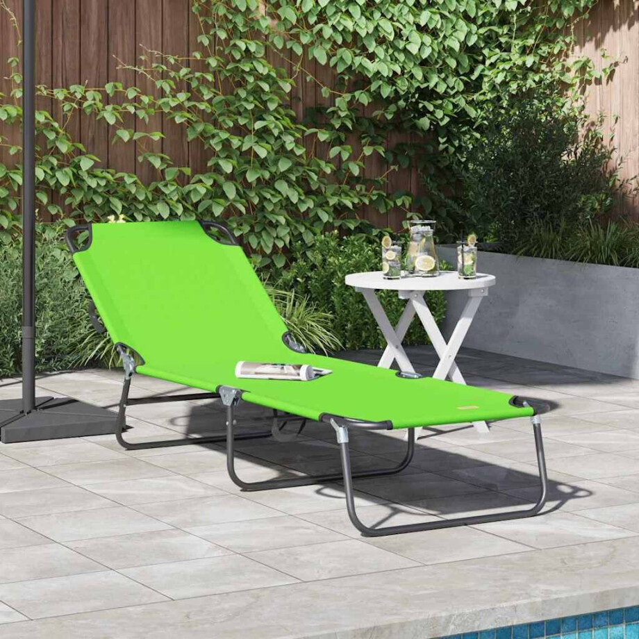 vidaXL Opvouwbare zonnebed Groen 188 x 57 x 86,5 cm Polyester vidaXL Opvouwbare zonnebed Groen 188 x 57 x 86,5 cm Polyester afbeelding 1