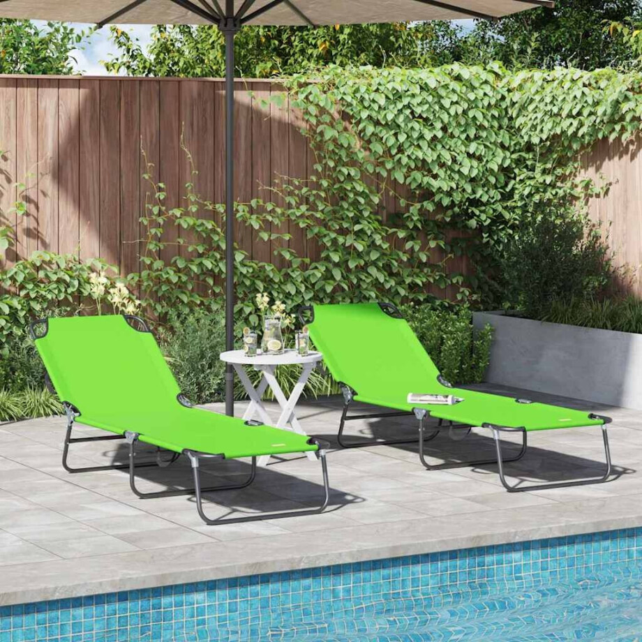 vidaXL Opvouwbare zonnebed 2 pcs Groen 188 x 57 x 86,5 cm Polyester vidaXL Opvouwbare zonnebed 2 pcs Groen 188 x 57 x 86,5 cm Polyester afbeelding 1