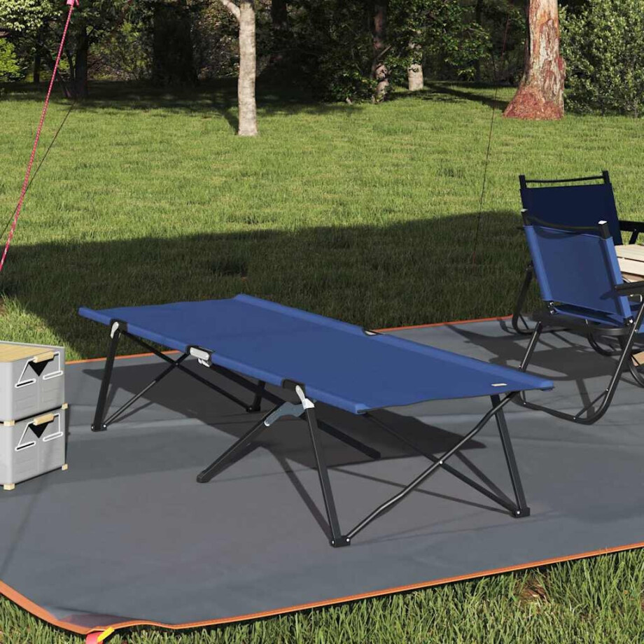 vidaXL Opvouwbaar Camping Bed Blauw 206 x 76 x 74 cm Oxford en Staal vidaXL Opvouwbaar Camping Bed Blauw 206 x 76 x 74 cm Oxford en Staal afbeelding 1