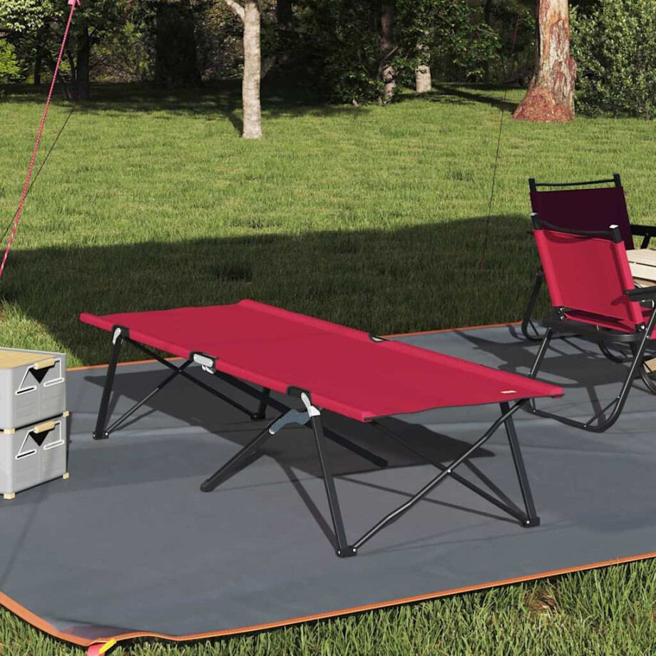 vidaXL Opvouwbaar Camping Bed Rood 206 x 76 x 74 cm Oxford en Staal vidaXL Opvouwbaar Camping Bed Rood 206 x 76 x 74 cm Oxford en Staal afbeelding 1