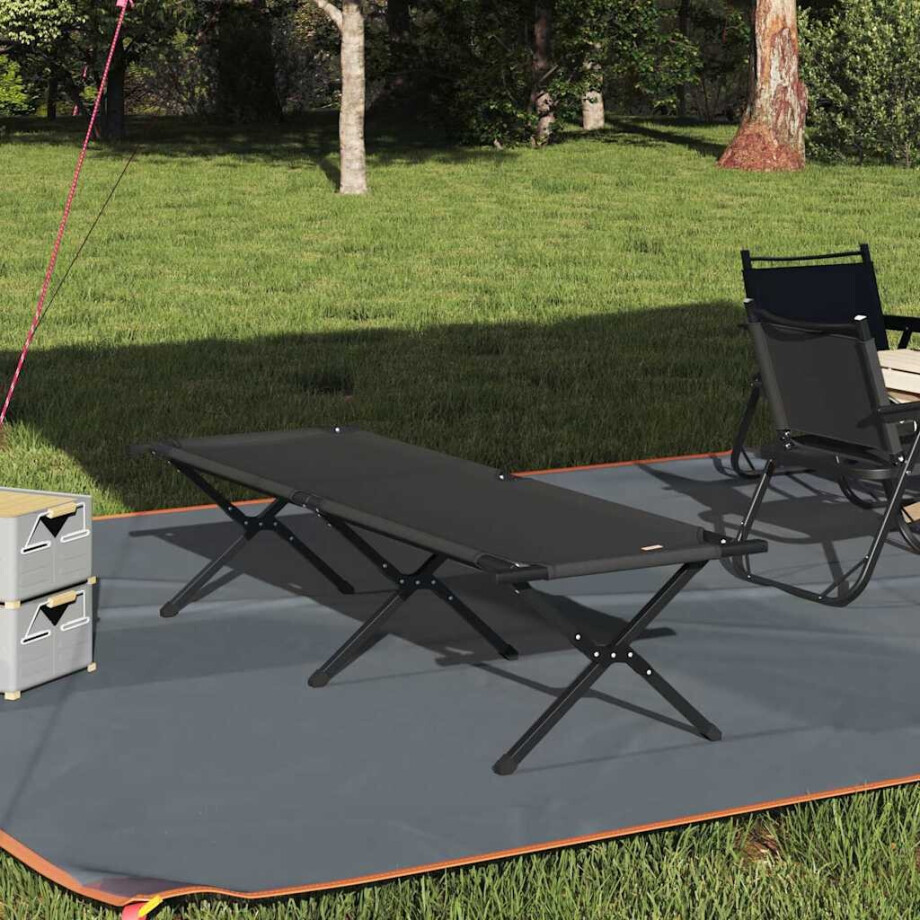 vidaXL Opvouwbaar Camping Bed Zwart 193 x 69 x 45 cm Oxford stof afbeelding 1