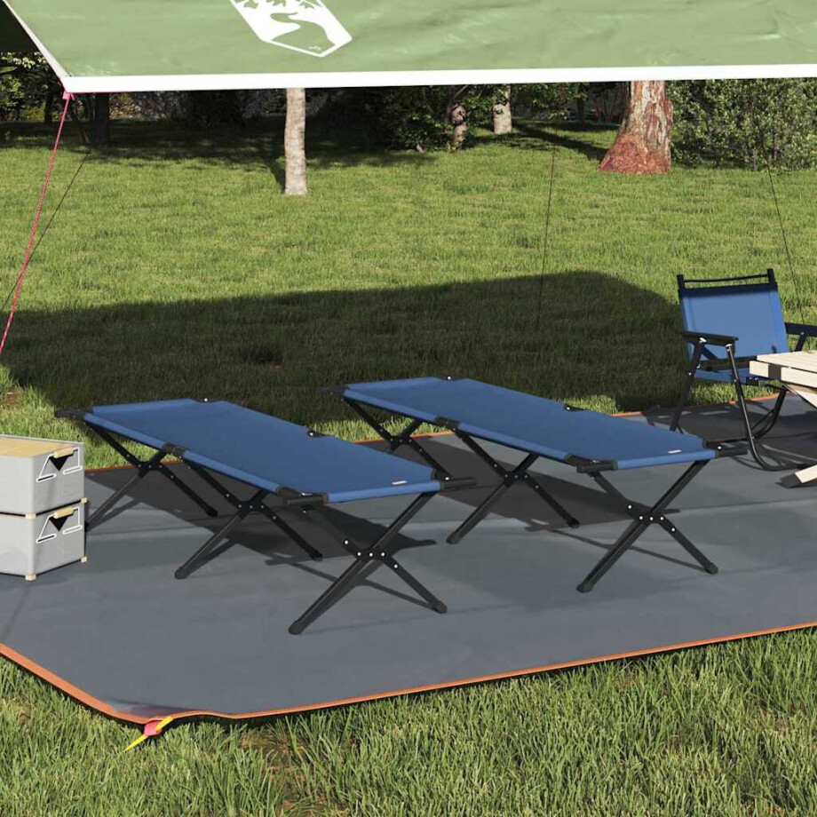 vidaXL Opvouwbaar Camping Bed 2 pcs Blauw 193 x 69 x 45 cm Oxford stof vidaXL Opvouwbaar Camping Bed 2 pcs Blauw 193 x 69 x 45 cm Oxford stof afbeelding 1