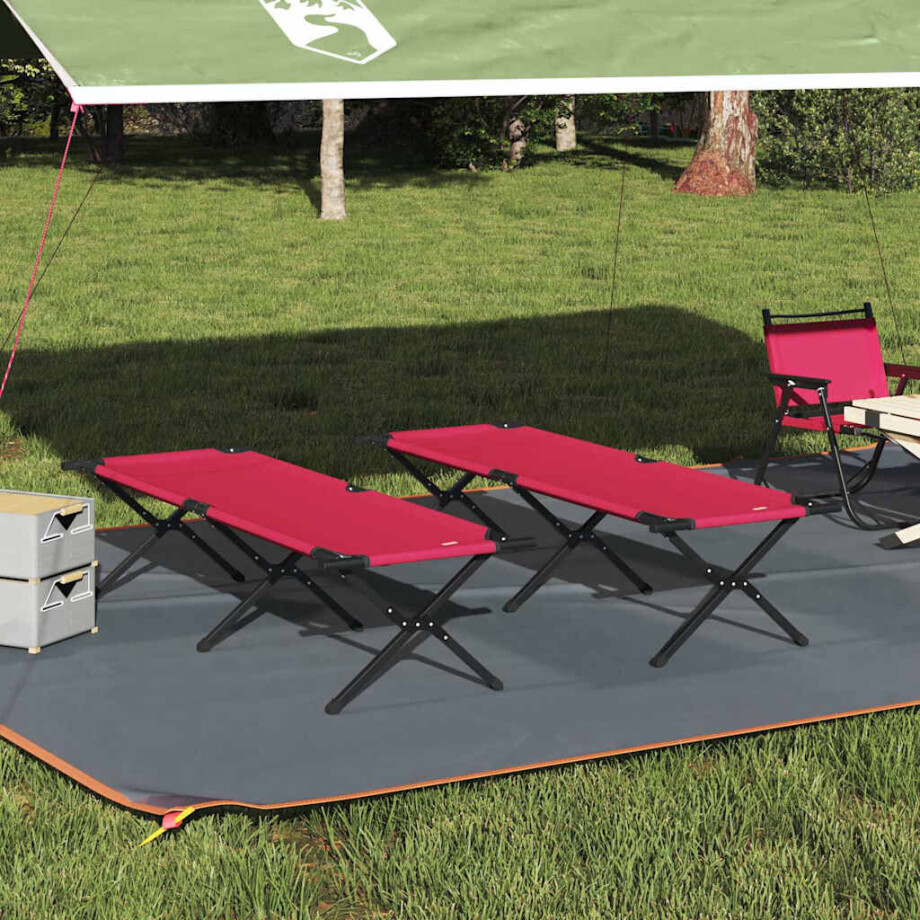 vidaXL Opvouwbaar Camping Bed 2 pcs Rood 193 x 69 x 45 cm Oxford stof vidaXL Opvouwbaar Camping Bed 2 pcs Rood 193 x 69 x 45 cm Oxford stof afbeelding 1