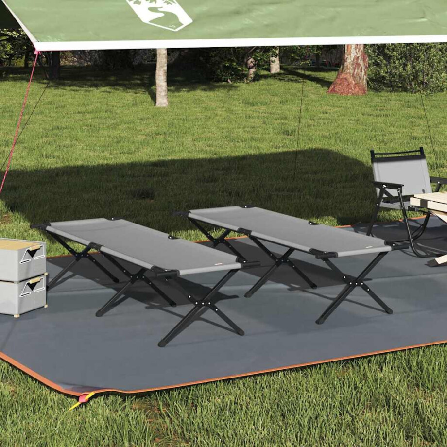 vidaXL Opvouwbaar Camping Bed 2 pcs Grijs 193 x 69 x 45 cm Oxford stof vidaXL Opvouwbaar Camping Bed 2 pcs Grijs 193 x 69 x 45 cm Oxford stof afbeelding 1