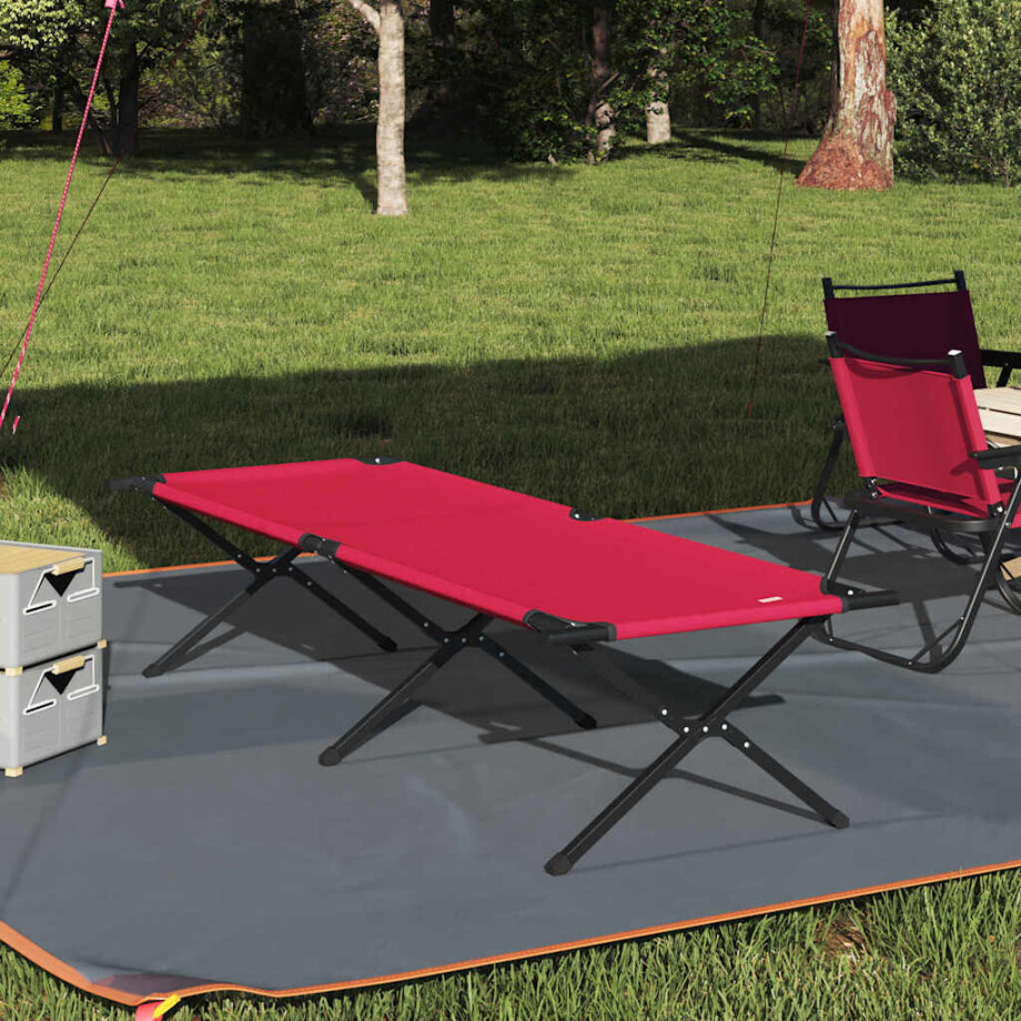 vidaXL Opvouwbaar Camping Bed Rood 210 x 80 x 46 cm Oxford stof vidaXL Opvouwbaar Camping Bed Rood 210 x 80 x 46 cm Oxford stof afbeelding 1