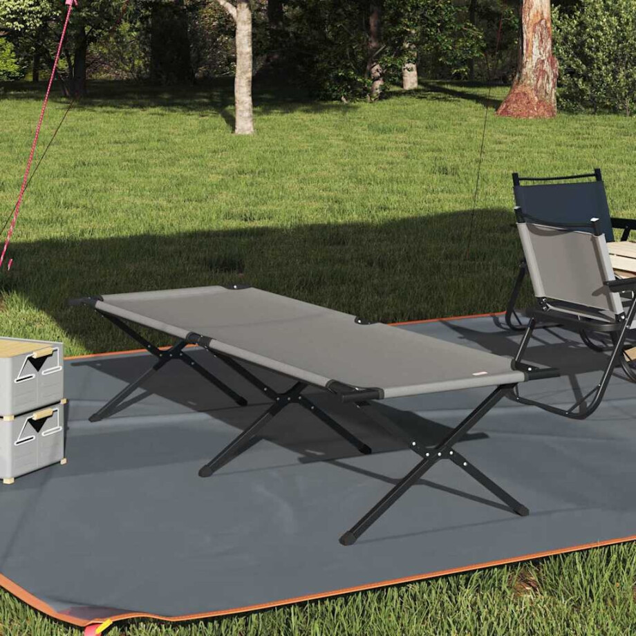 vidaXL Opvouwbaar Camping Bed Grijs 210 x 80 x 46 cm Oxford stof vidaXL Opvouwbaar Camping Bed Grijs 210 x 80 x 46 cm Oxford stof afbeelding 1