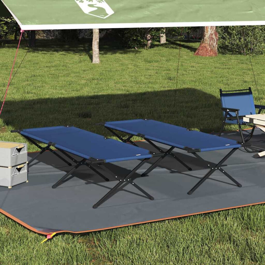 vidaXL Opvouwbaar Camping Bed 2 pcs Blauw 210 x 80 x 46 cm Oxford stof vidaXL Opvouwbaar Camping Bed 2 pcs Blauw 210 x 80 x 46 cm Oxford stof afbeelding 1
