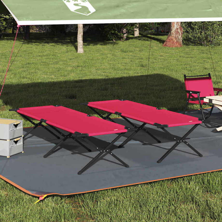 vidaXL Opvouwbaar Camping Bed 2 pcs Rood 210 x 80 x 46 cm Oxford stof vidaXL Opvouwbaar Camping Bed 2 pcs Rood 210 x 80 x 46 cm Oxford stof afbeelding 1
