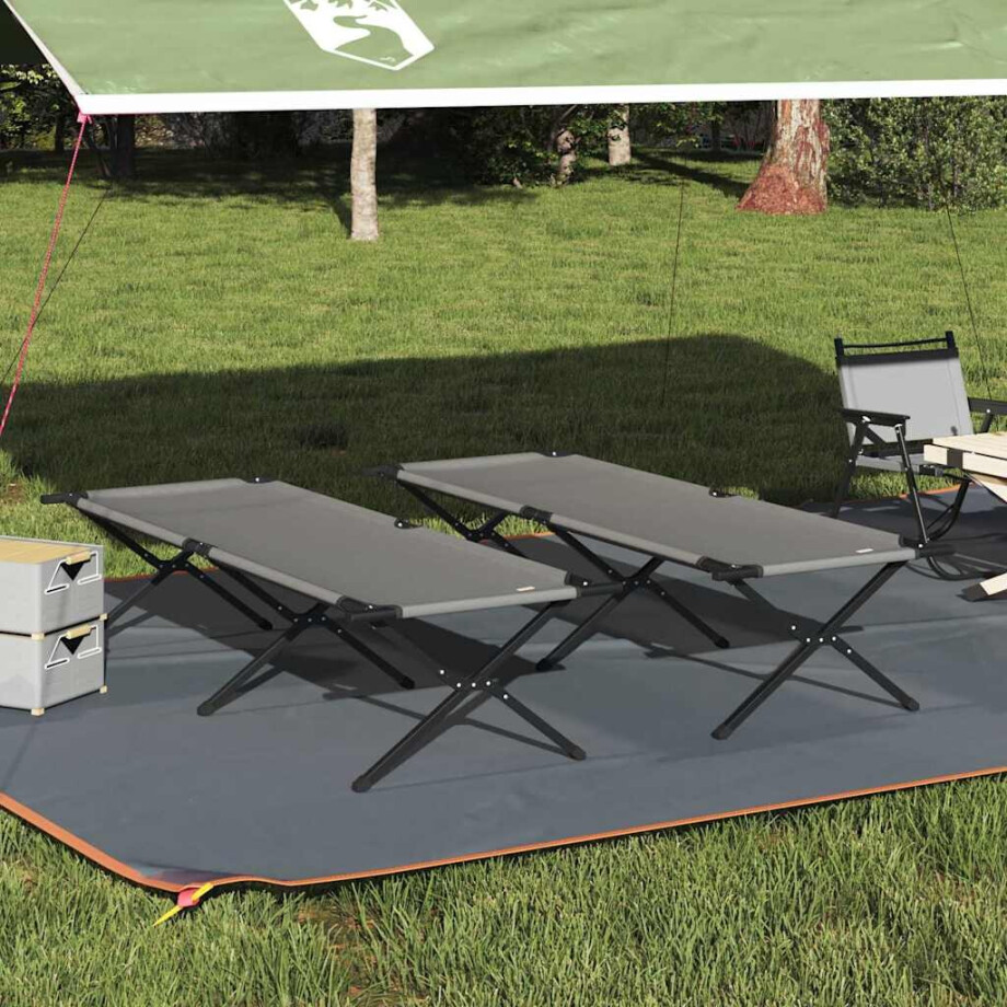 vidaXL Opvouwbaar Camping Bed 2 pcs Grijs 210 x 80 x 46 cm Oxford stof vidaXL Opvouwbaar Camping Bed 2 pcs Grijs 210 x 80 x 46 cm Oxford stof afbeelding 1