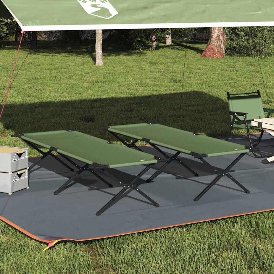 vidaXL Opvouwbaar Camping Bed 2 pcs Groen 210 x 80 x 46 cm Oxford stof vidaXL Opvouwbaar Camping Bed 2 pcs Groen 210 x 80 x 46 cm Oxford stof afbeelding 1