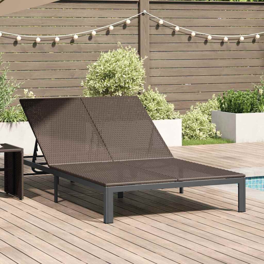 vidaXL Ligstoel Bruin 206 x 115 x 75 cm poly rattan vidaXL Ligstoel Bruin 206 x 115 x 75 cm poly rattan afbeelding 1