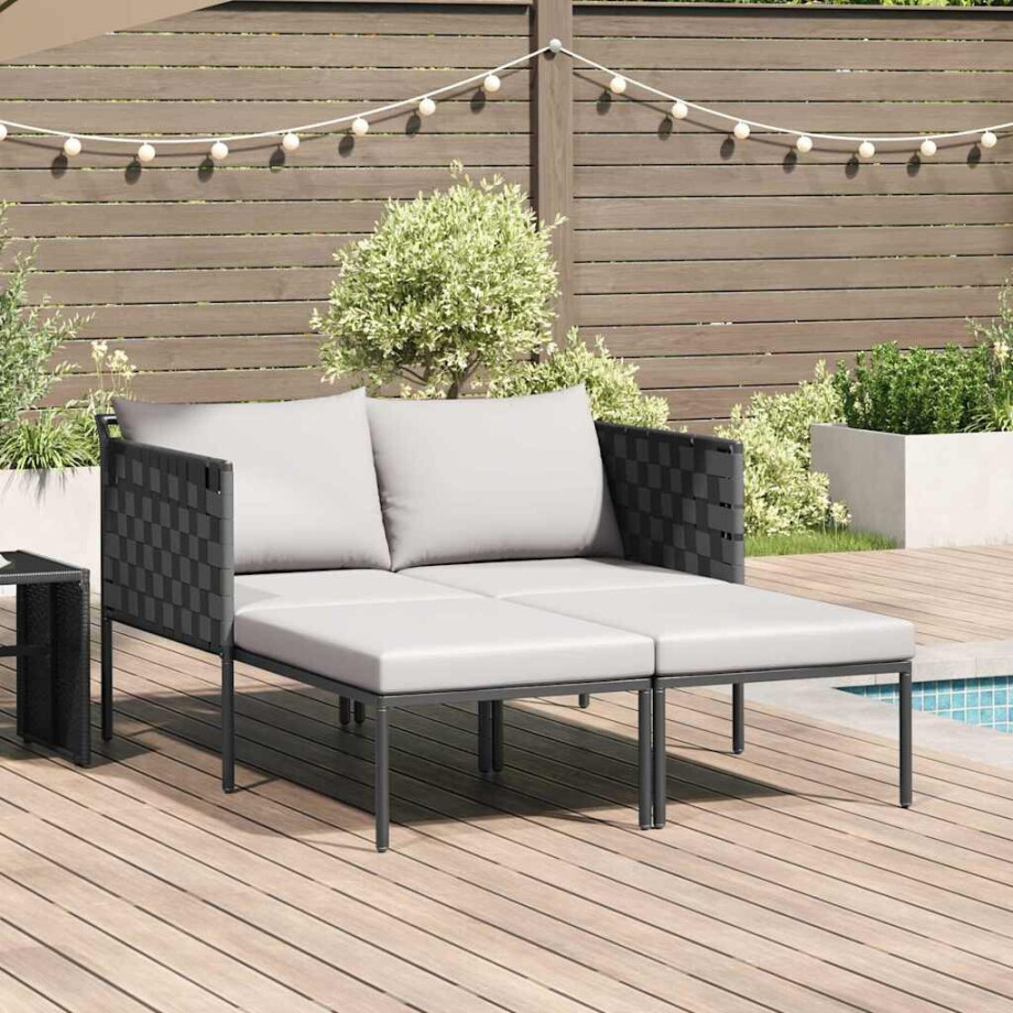 vidaXL Ligstoel Antraciet 153 x 115 x 69.5 cm Gepoedercoat staal afbeelding 1