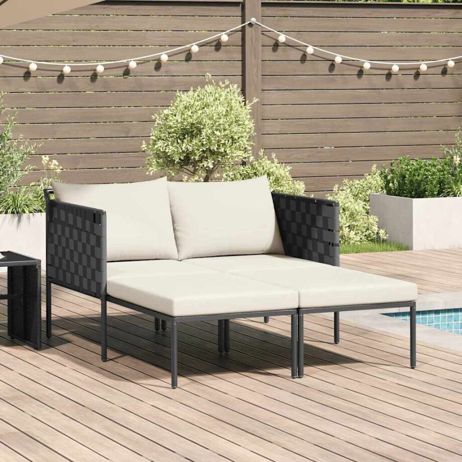 vidaXL Ligstoel Antraciet 153 x 115 x 69.5 cm Gepoedercoat staal afbeelding 1