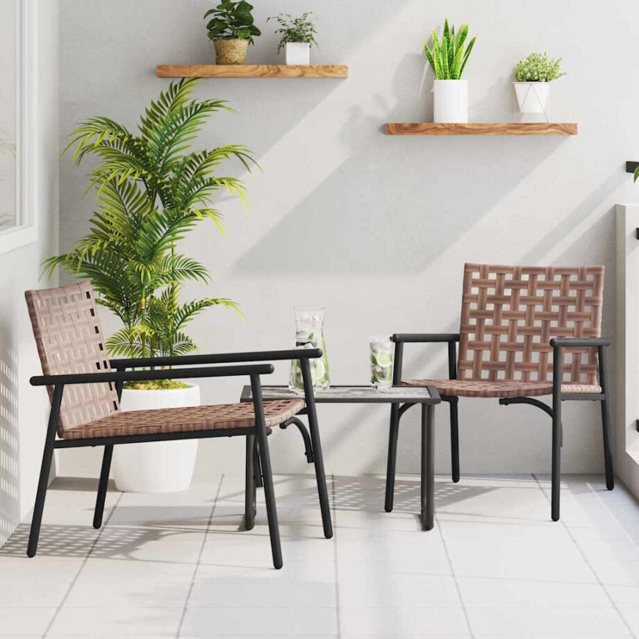 vidaXL Tuinstoel 2 pcs Bruin 78 x 55,5 x 75,5 cm poly rattan vidaXL Tuinstoel 2 pcs Bruin 78 x 55,5 x 75,5 cm poly rattan afbeelding 1