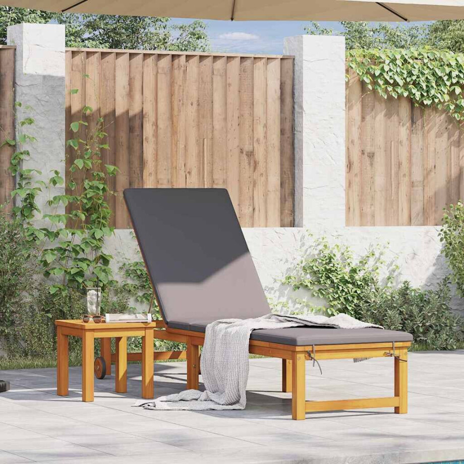 vidaXL Ligstoel 2 pcs Bruin Massief Acaciahout afbeelding 1