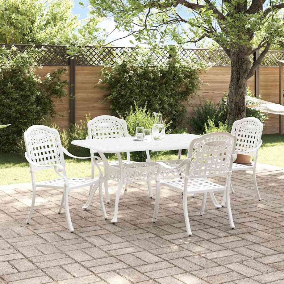 vidaXL Tuin eettafelset 5 pcs Wit Aluminium afbeelding 1