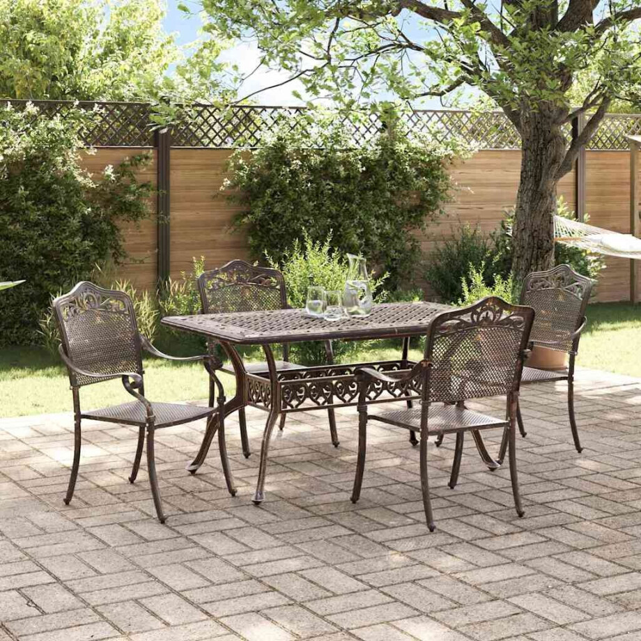 vidaXL Tuin eettafelset 5 pcs Brons Aluminium afbeelding 1