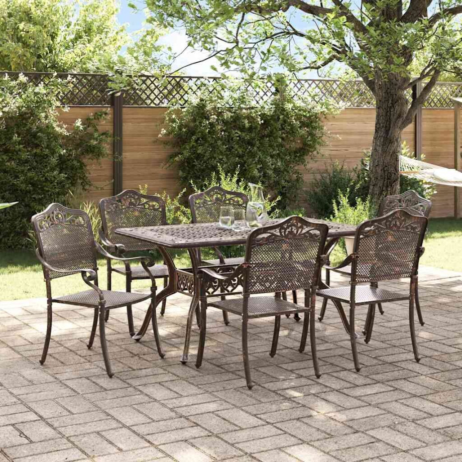 vidaXL Tuin eettafelset 7 pcs Brons Aluminium afbeelding 1