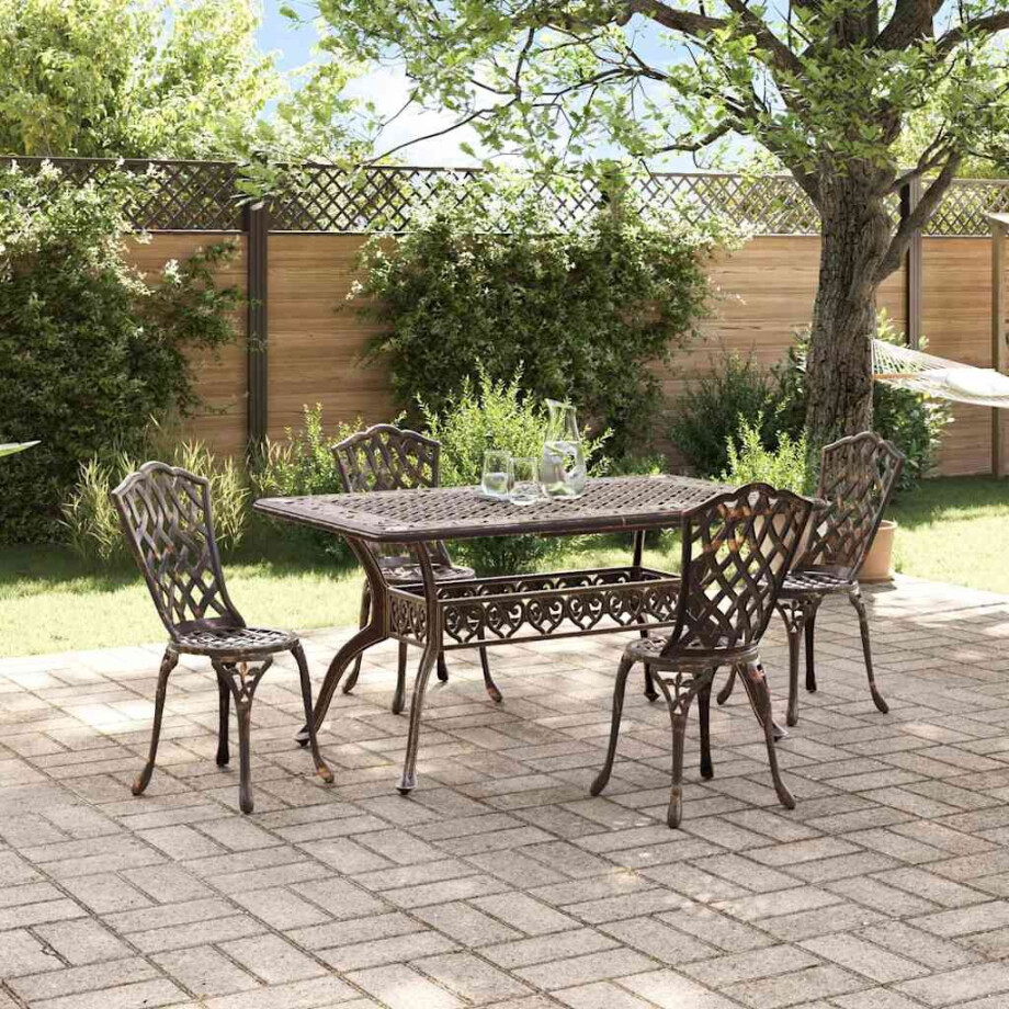 vidaXL Tuin eettafelset 5 pcs Brons Aluminium afbeelding 1