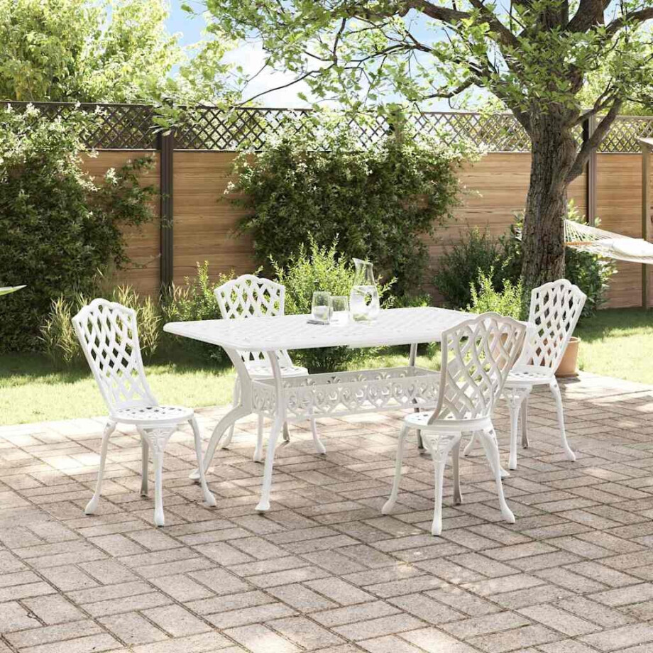 vidaXL Tuin eettafelset 5 pcs Wit Aluminium afbeelding 1
