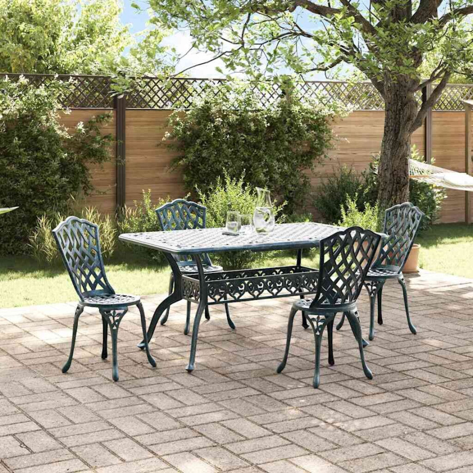 vidaXL Tuin eettafelset 5 pcs Groen Aluminium afbeelding 1