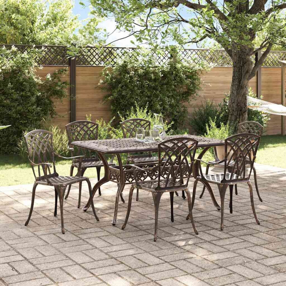 vidaXL Tuin eettafelset 7 pcs Brons Aluminium afbeelding 1