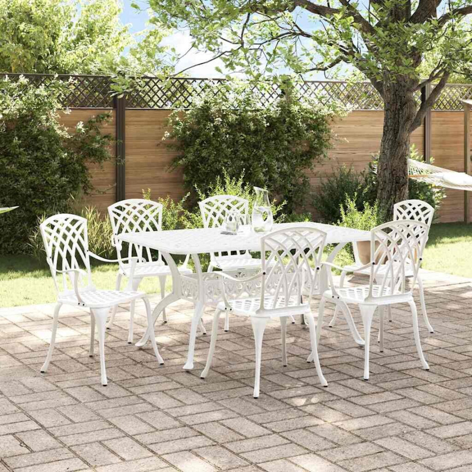 vidaXL Tuin eettafelset 7 pcs Wit Aluminium afbeelding 1