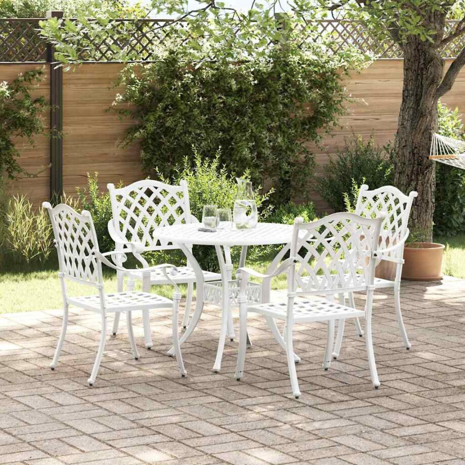 vidaXL Tuin eettafelset 5 pcs Wit Aluminium afbeelding 1