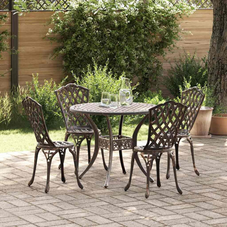 vidaXL Tuin eettafelset 5 pcs Brons Aluminium afbeelding 1