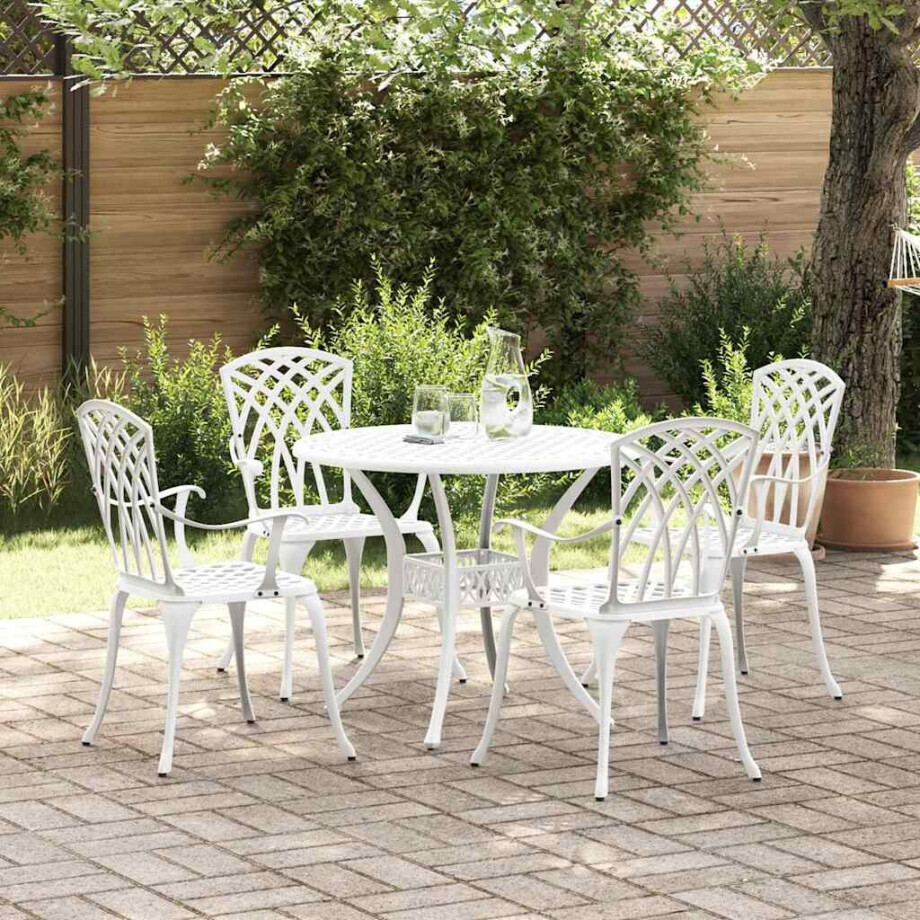 vidaXL Tuin eettafelset 5 pcs Wit Aluminium afbeelding 1