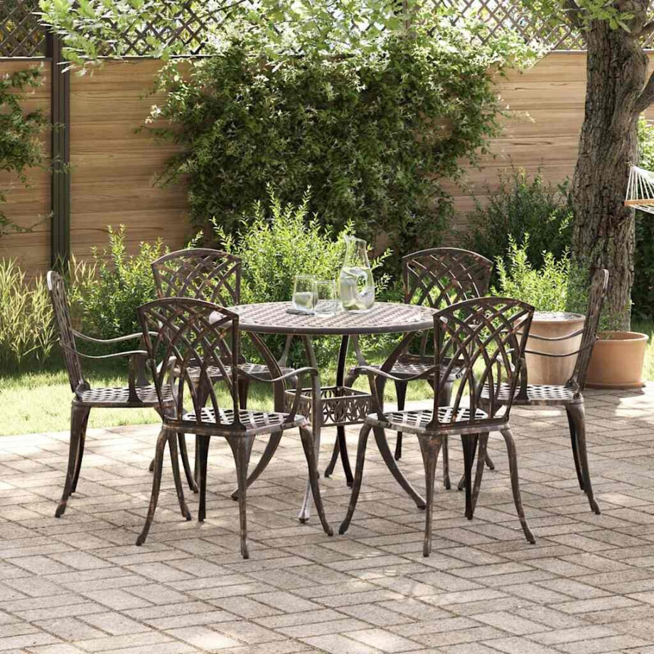 vidaXL Tuin eettafelset 7 pcs Brons Aluminium afbeelding 1