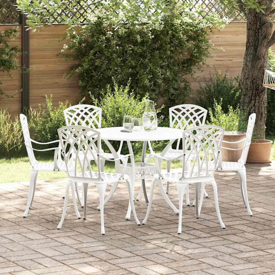 vidaXL Tuin eettafelset 7 pcs Wit Aluminium afbeelding 1