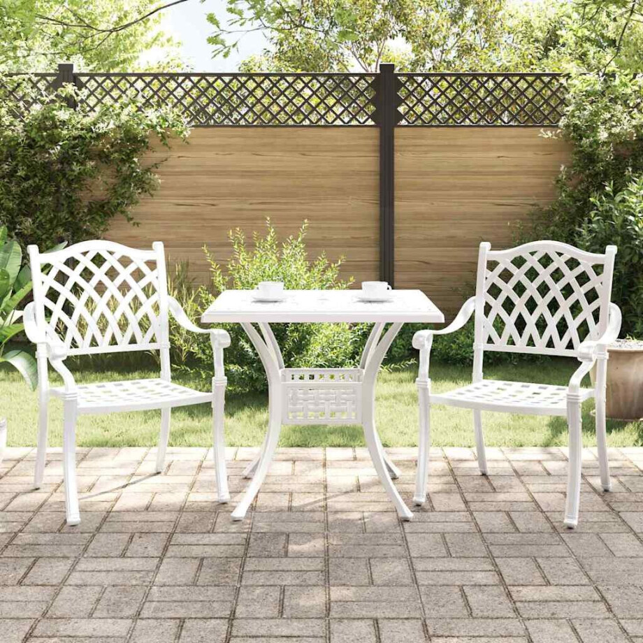 vidaXL Tuinset 3 pcs Wit Gegoten aluminium afbeelding 1