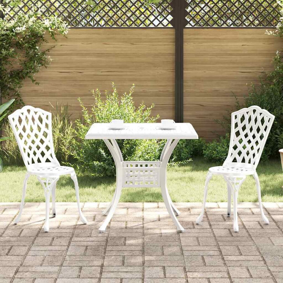 vidaXL Tuinset 3 pcs Wit Gegoten aluminium afbeelding 1