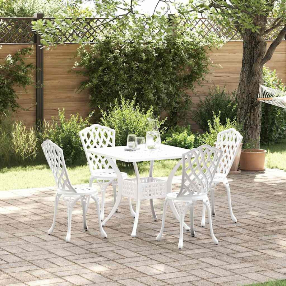 vidaXL Tuinset 5 pcs Wit Gegoten aluminium afbeelding 1