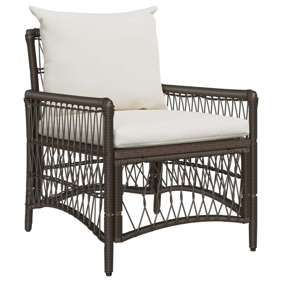 vidaXL Tuinstoel met kussen Bruin 73 x 61 x 77 cm poly rattan vidaXL Tuinstoel met kussen Bruin 73 x 61 x 77 cm poly rattan afbeelding 1