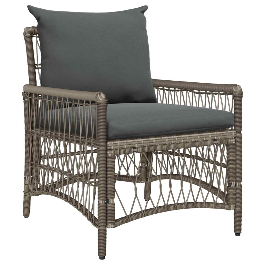 vidaXL Tuinstoel met kussen Grijs 73 x 61 x 77 cm poly rattan vidaXL Tuinstoel met kussen Grijs 73 x 61 x 77 cm poly rattan afbeelding 1