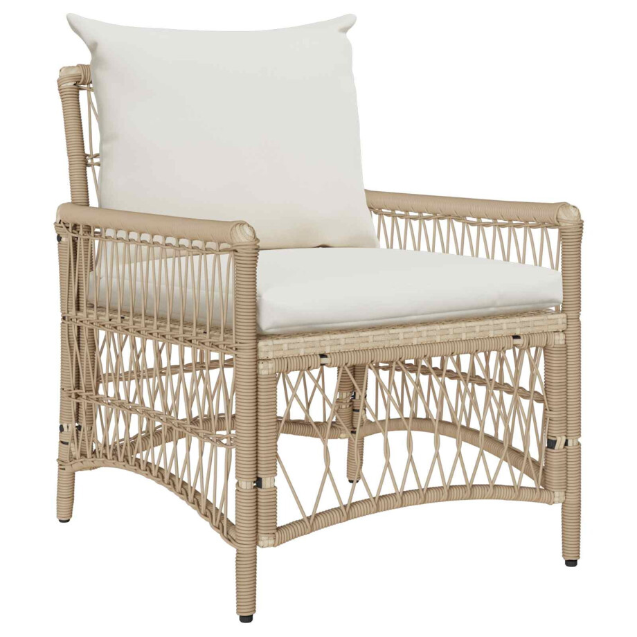 vidaXL Tuinstoel met kussen Beige 73 x 61 x 77 cm poly rattan vidaXL Tuinstoel met kussen Beige 73 x 61 x 77 cm poly rattan afbeelding 1