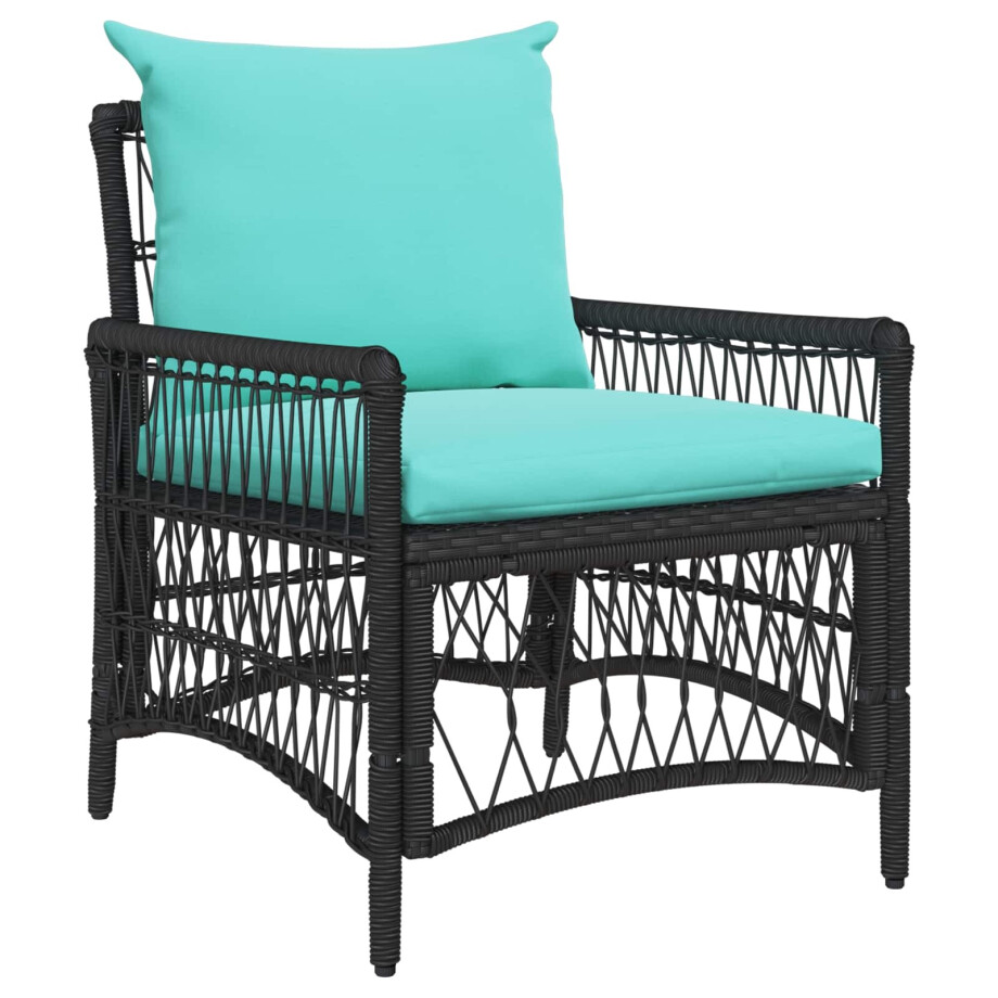 vidaXL Tuinstoel met kussen Zwart 73 x 61 x 77 cm poly rattan afbeelding 1