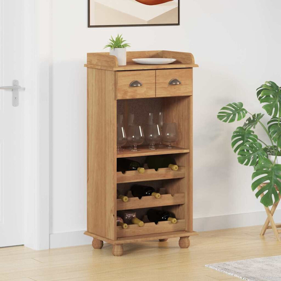 vidaXL Wijnkast ASKIM Honing Wax 57 x 37 x 114 cm Massief grenenhout vidaXL Wijnkast ASKIM Honing Wax 57 x 37 x 114 cm Massief grenenhout afbeelding 1