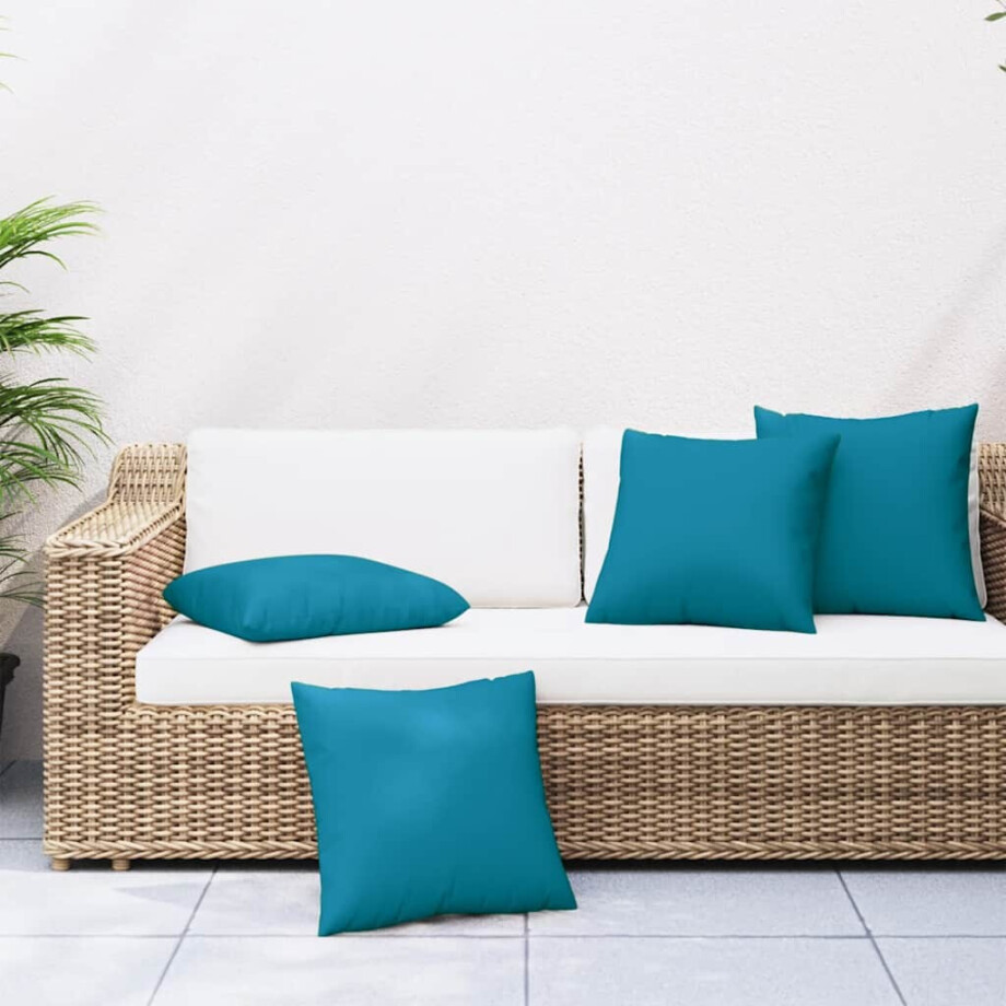 vidaXL Bankkussens 4 stuks Blauw 40x40 cm Stof afbeelding 1